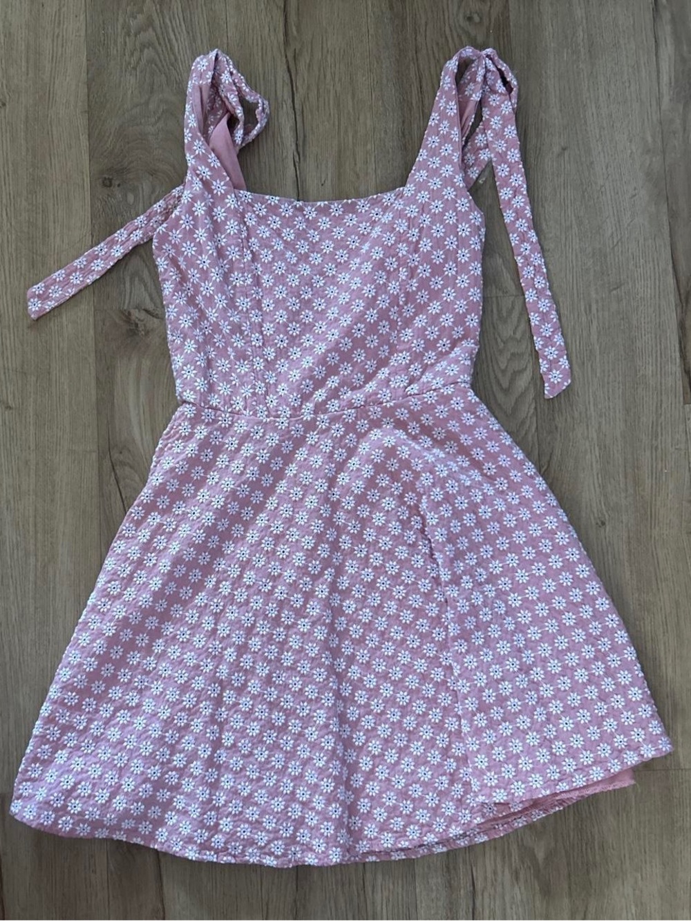 Sleeveless Pink Floral Tie-Shoulder Midi Dress